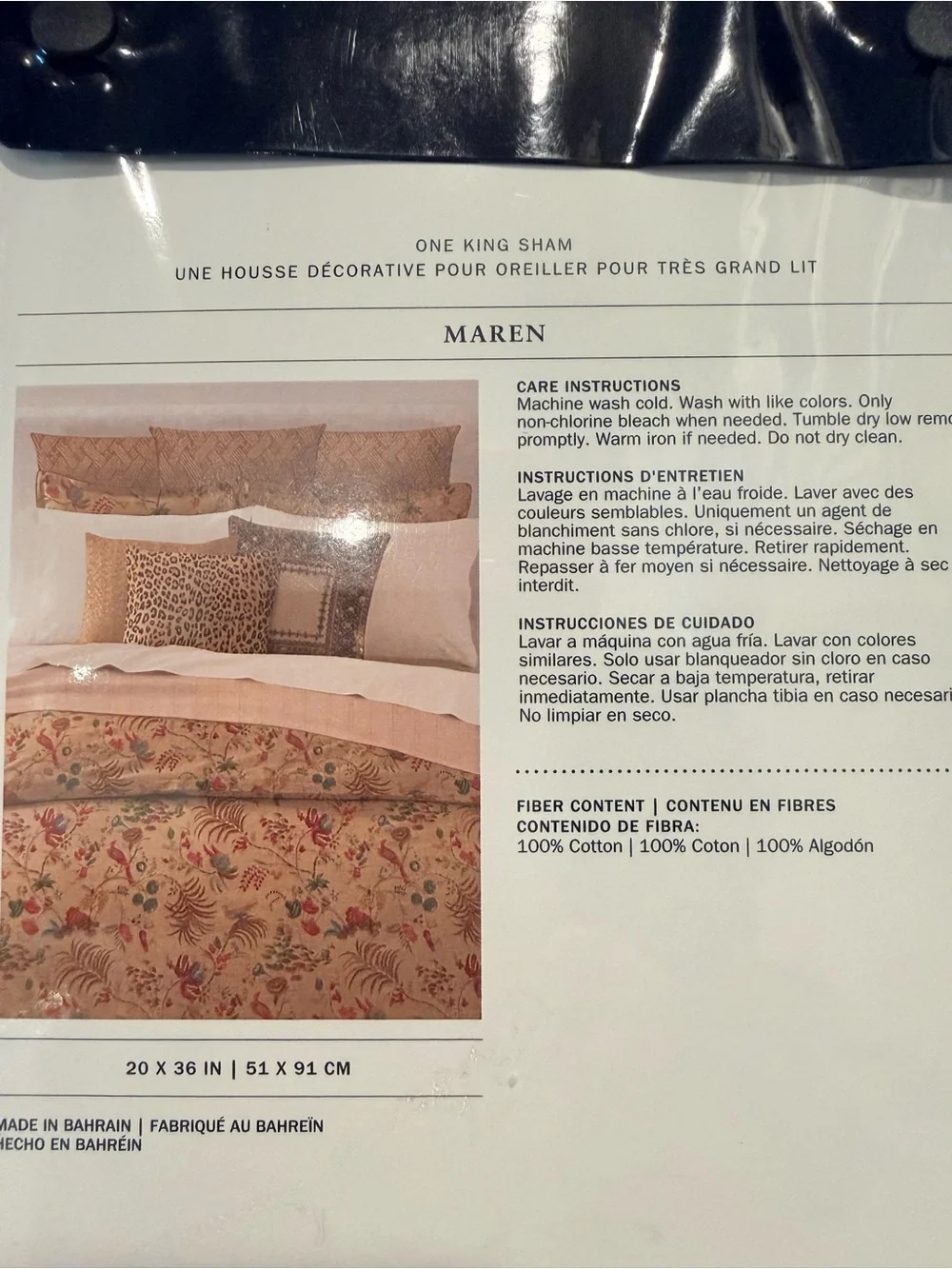 RALPH LAUREN Maren Set Of 2 King Cotton Pillow Shams Natural Tropical Print $370